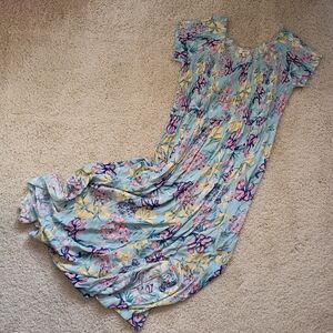 Mystree Floral Maxi Dress - Blue and Pink Size L